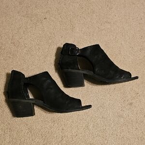 Carlos by Carlos Santana Black Peep-Toe Heeled Boots